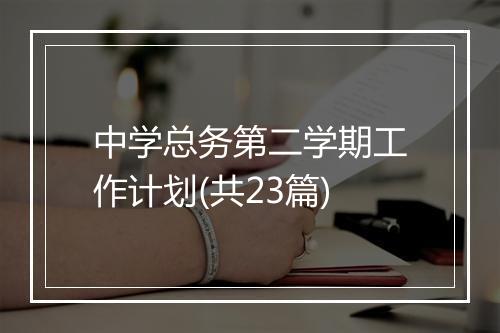 中学总务第二学期工作计划(共23篇)
