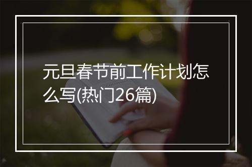 元旦春节前工作计划怎么写(热门26篇)