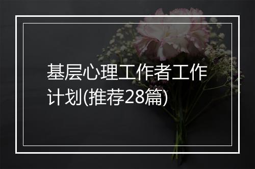 基层心理工作者工作计划(推荐28篇)