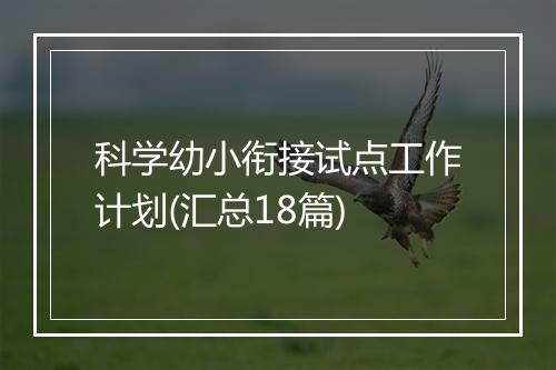 科学幼小衔接试点工作计划(汇总18篇)