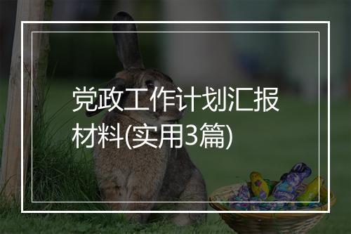 党政工作计划汇报材料(实用3篇)