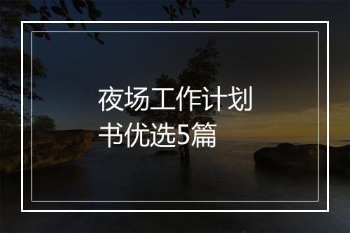夜场工作计划书优选5篇