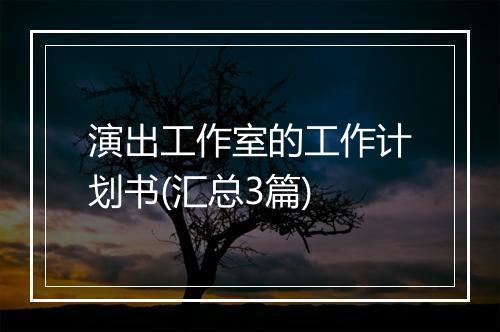演出工作室的工作计划书(汇总3篇)
