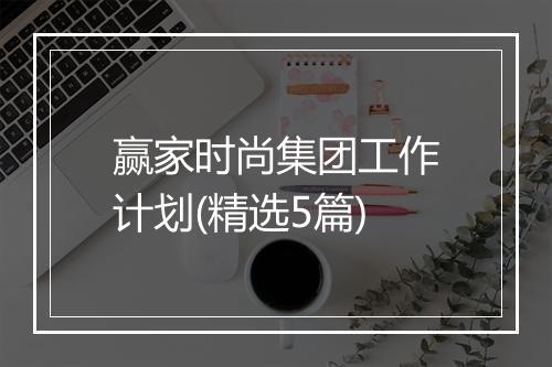 赢家时尚集团工作计划(精选5篇)