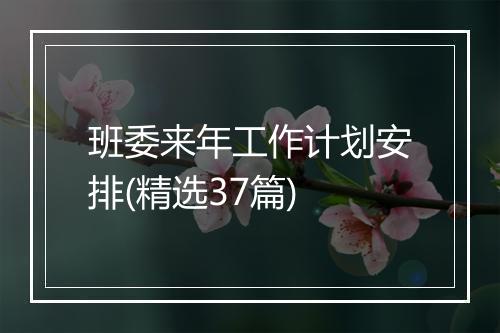 班委来年工作计划安排(精选37篇)