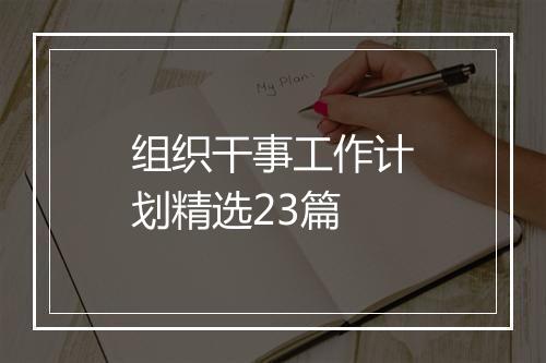组织干事工作计划精选23篇