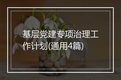 基层党建专项治理工作计划(通用4篇)