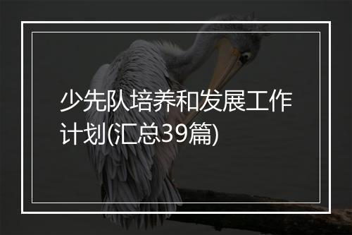 少先队培养和发展工作计划(汇总39篇)