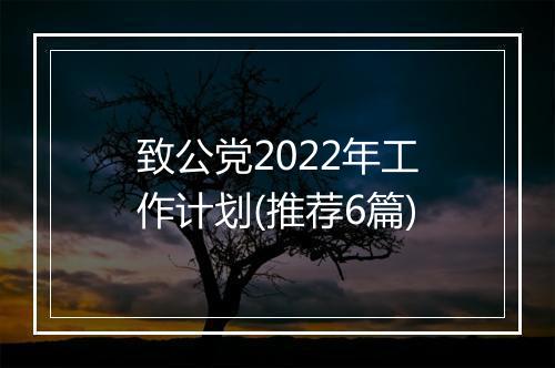 致公党2022年工作计划(推荐6篇)