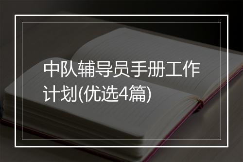 中队辅导员手册工作计划(优选4篇)