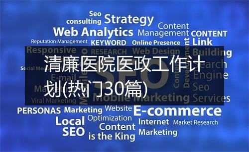 清廉医院医政工作计划(热门30篇)