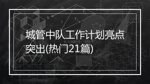 城管中队工作计划亮点突出(热门21篇)