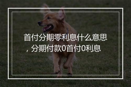 首付分期零利息什么意思，分期付款0首付0利息