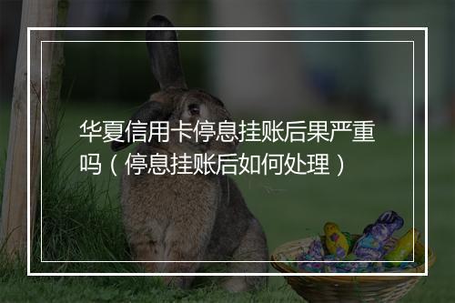 华夏信用卡停息挂账后果严重吗（停息挂账后如何处理）