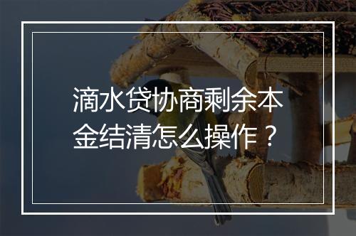 滴水贷协商剩余本金结清怎么操作？