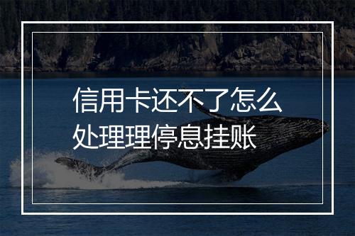 信用卡还不了怎么处理理停息挂账