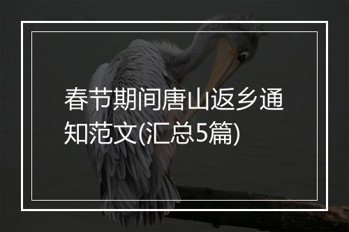 春节期间唐山返乡通知范文(汇总5篇)