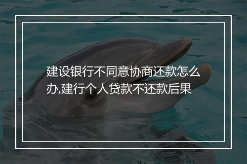 建设银行不同意协商还款怎么办,建行个人贷款不还款后果