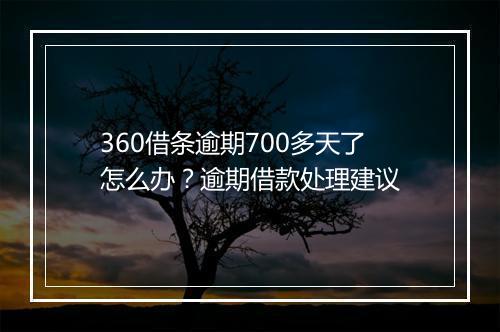 360借条逾期700多天了怎么办？逾期借款处理建议