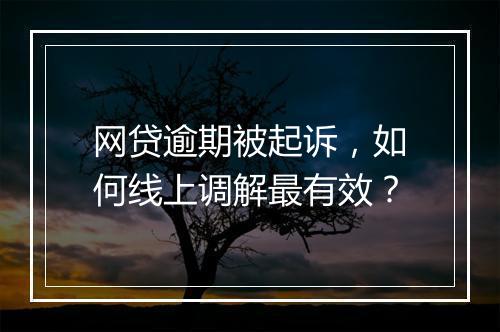 网贷逾期被起诉，如何线上调解最有效？