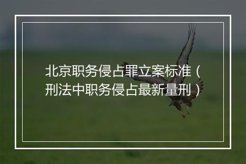 北京职务侵占罪立案标准（刑法中职务侵占最新量刑）