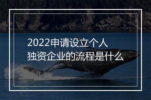 2022申请设立个人独资企业的流程是什么