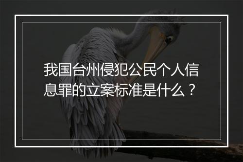 我国台州侵犯公民个人信息罪的立案标准是什么？