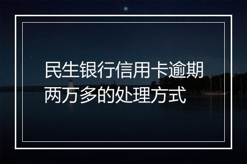 民生银行信用卡逾期两万多的处理方式