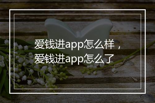 爱钱进app怎么样，爱钱进app怎么了