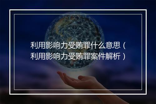 利用影响力受贿罪什么意思（利用影响力受贿罪案件解析）