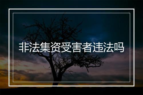 非法集资受害者违法吗