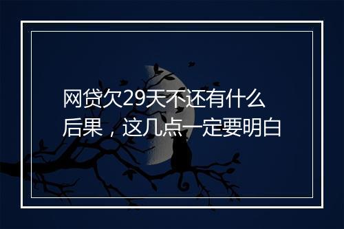 网贷欠29天不还有什么后果，这几点一定要明白