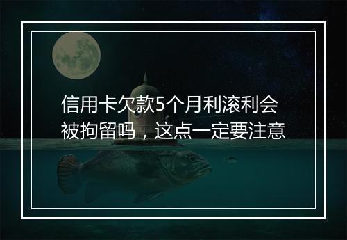 信用卡欠款5个月利滚利会被拘留吗，这点一定要注意
