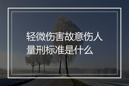 轻微伤害故意伤人量刑标准是什么