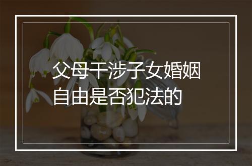父母干涉子女婚姻自由是否犯法的