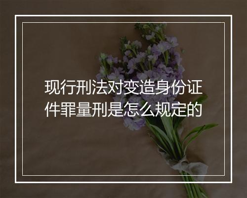 现行刑法对变造身份证件罪量刑是怎么规定的