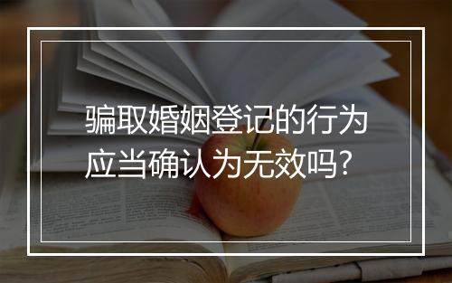 骗取婚姻登记的行为应当确认为无效吗?