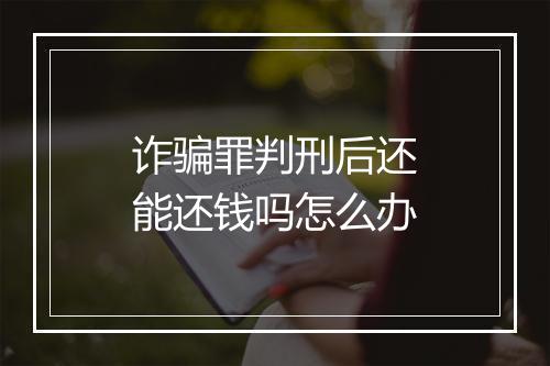 诈骗罪判刑后还能还钱吗怎么办