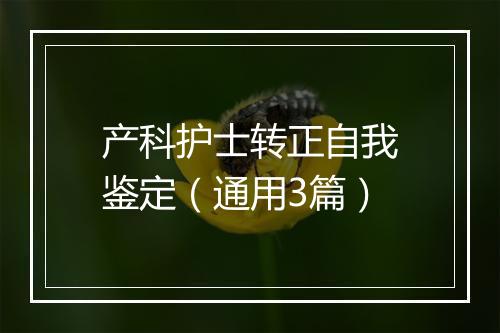 产科护士转正自我鉴定（通用3篇）