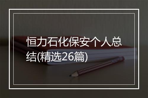 恒力石化保安个人总结(精选26篇)