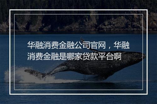 华融消费金融公司官网，华融消费金融是哪家贷款平台啊