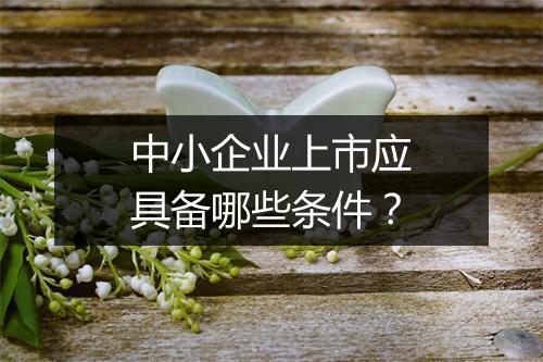 中小企业上市应具备哪些条件？