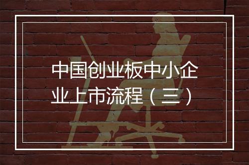 中国创业板中小企业上市流程（三）