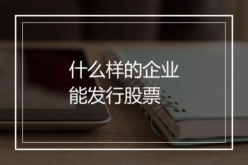 什么样的企业能发行股票