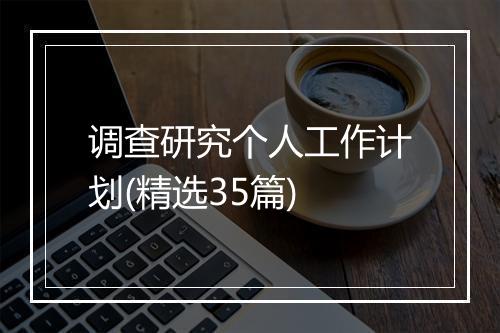 调查研究个人工作计划(精选35篇)