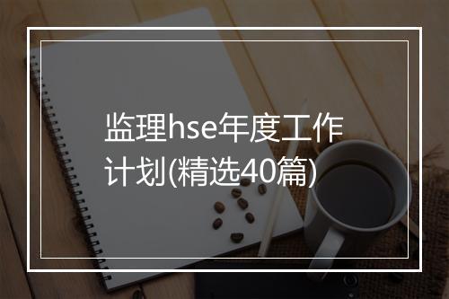 监理hse年度工作计划(精选40篇)