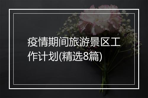 疫情期间旅游景区工作计划(精选8篇)