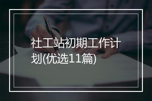 社工站初期工作计划(优选11篇)