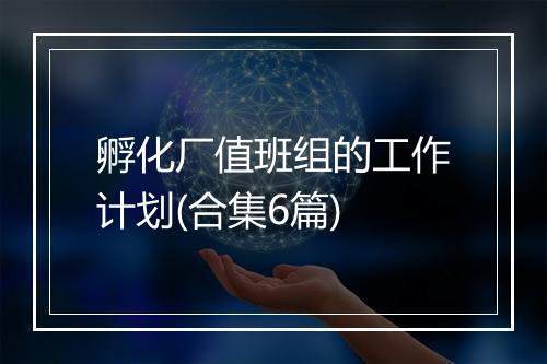 孵化厂值班组的工作计划(合集6篇)