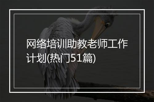 网络培训助教老师工作计划(热门51篇)
